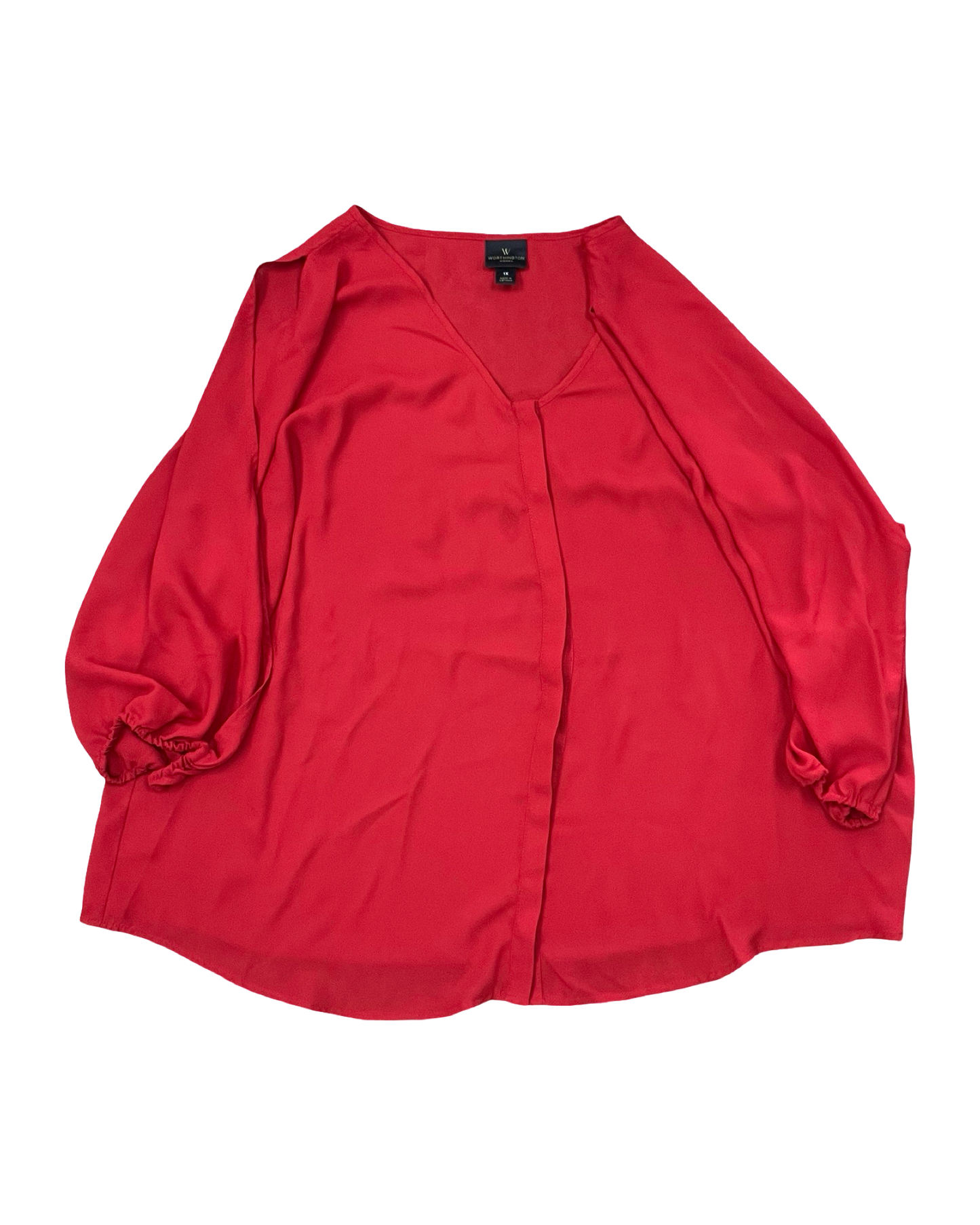 Top 3/4 Sleeve By Worthington In Red, Size:1X