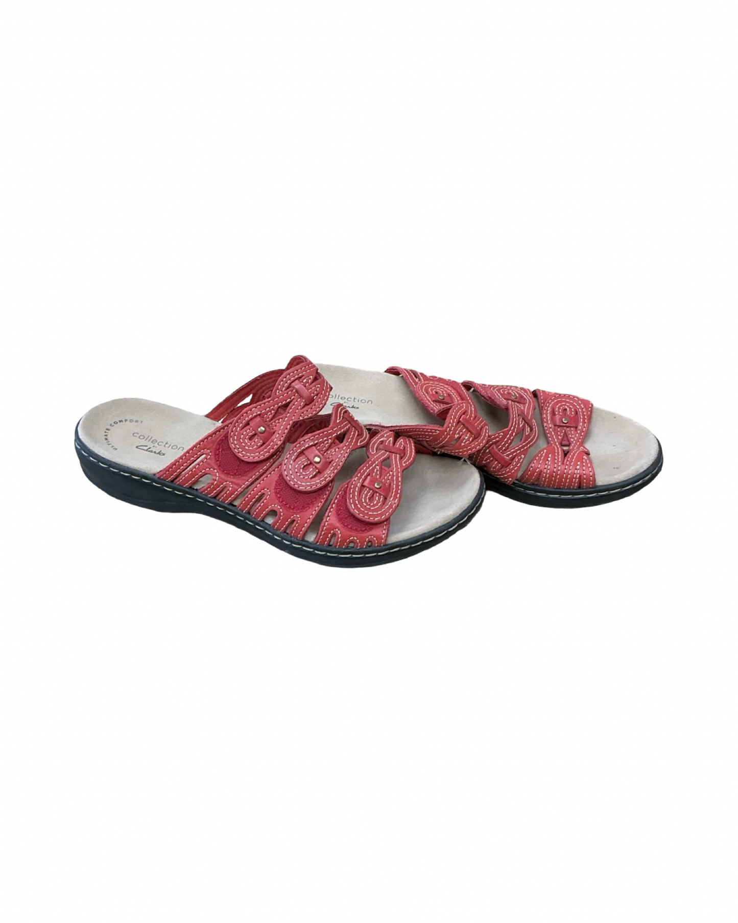 Sandals Flats By Clarks In Red, Size:7.5