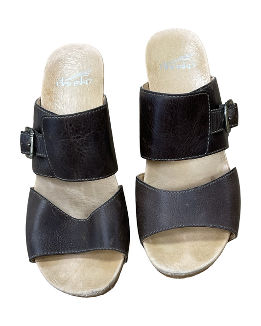 Sandals Heels Wedge By Dansko In Brown, Size:7.5