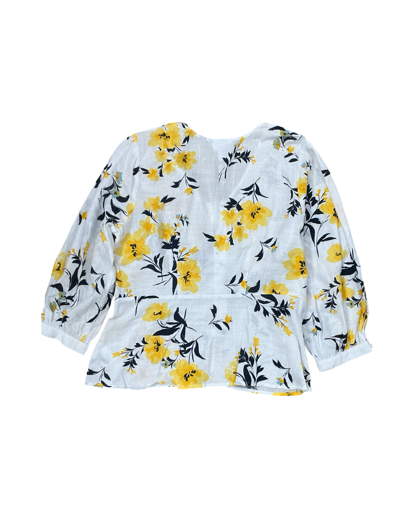 Blouse Ss By Liz Claiborne In White & Yellow, Size:S