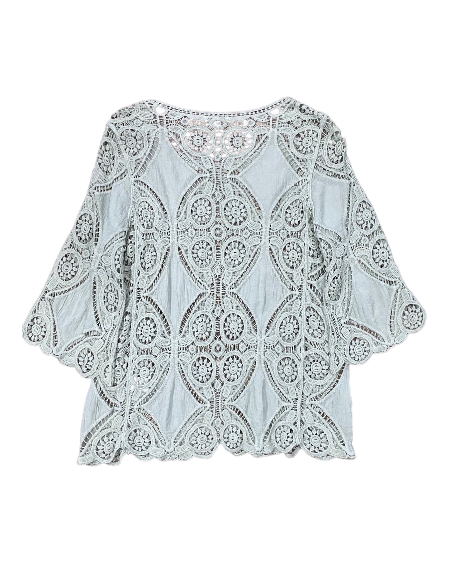 Top 3/4 Sleeve By Ultra Pink In Green, Size:L