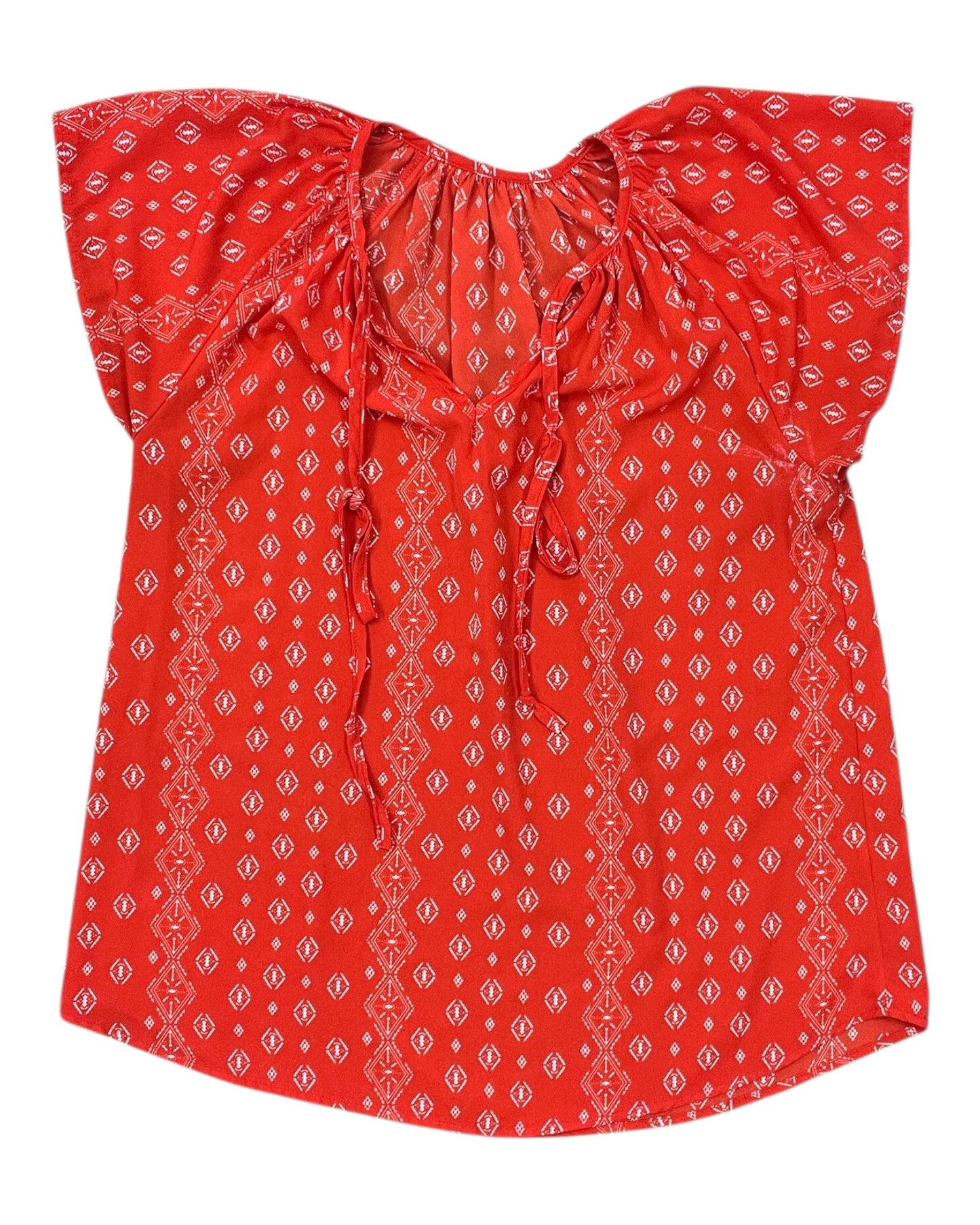 Top Ss By Clothes Mentor In Orange & White, Size:M