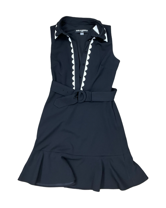 Dress Designer By Karl Lagerfeld In Black & Cream, Size:2