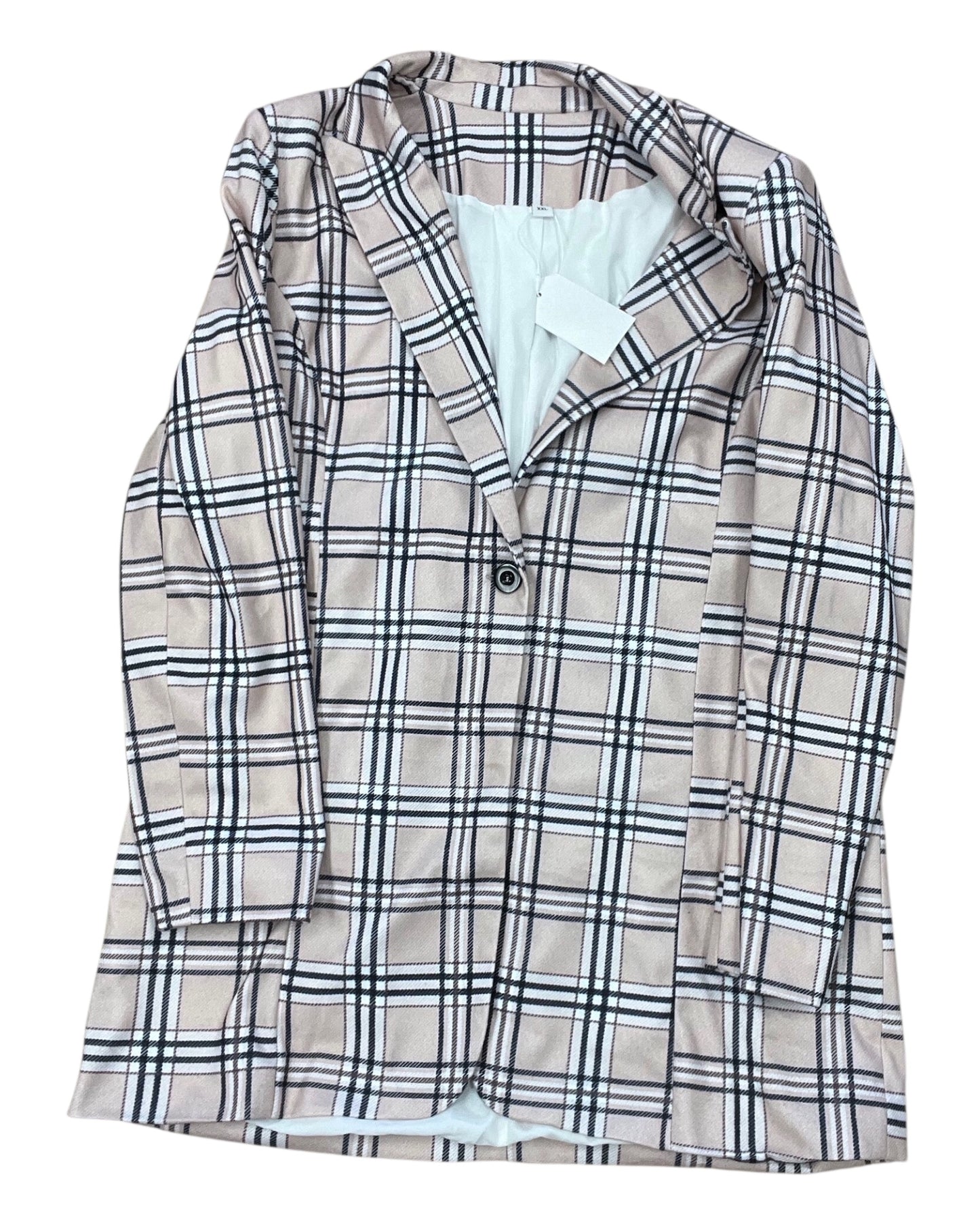 Blazer By Clothes Mentor In Pink & White, Size:1X
