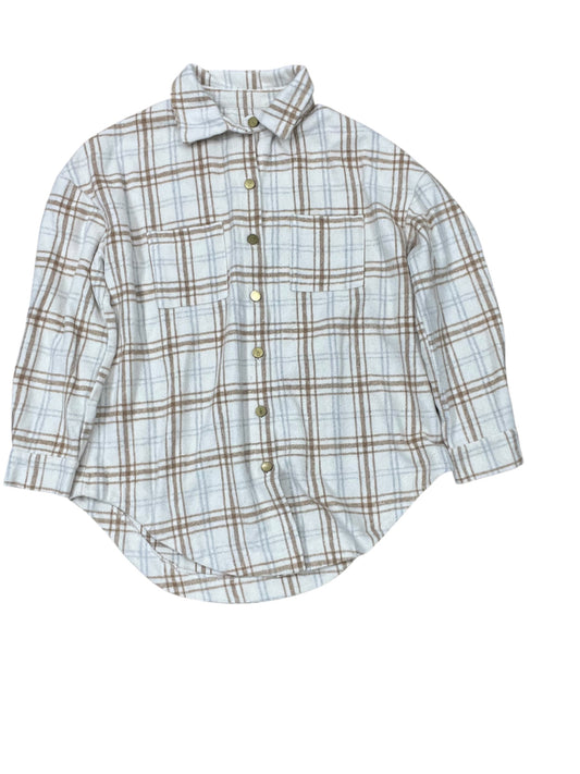 Jacket Shirt By Clothes Mentor In Tan & White, Size:S