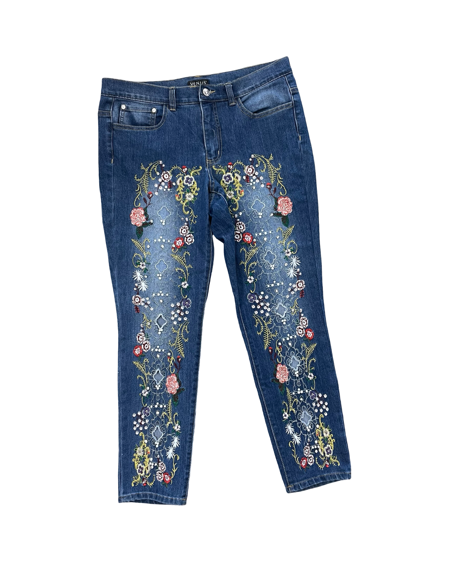 Jeans Cropped By Venus In Blue Denim, Size:10
