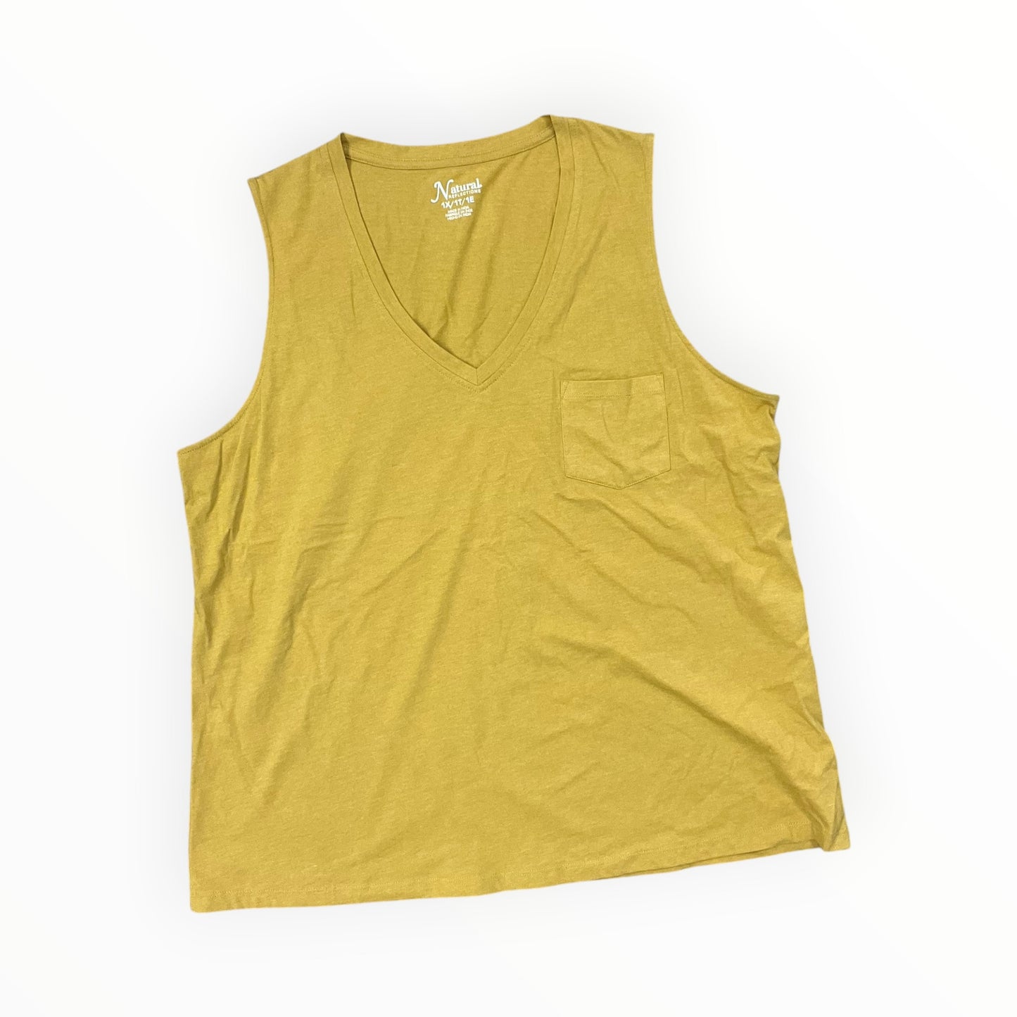 Tank Top By Natural Reflections In Yellow, Size:1X