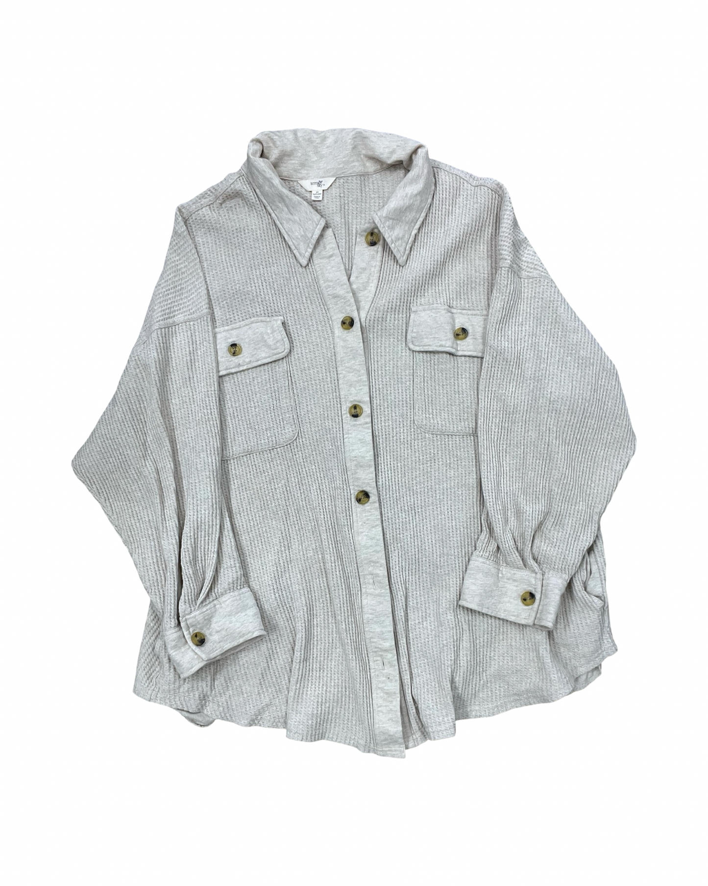 Jacket Shirt By Terra & Sky In Tan, Size:3X