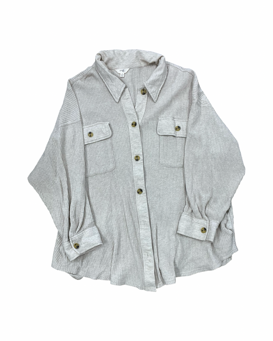 Jacket Shirt By Terra & Sky In Tan, Size:3X
