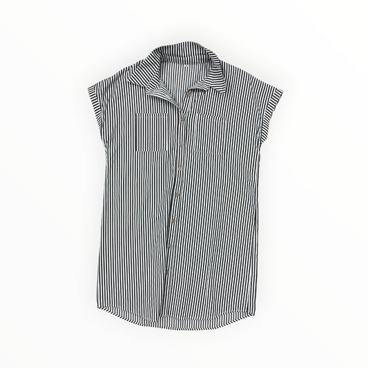Dress Casual Midi By Clothes Mentor In Grey & White, Size:M