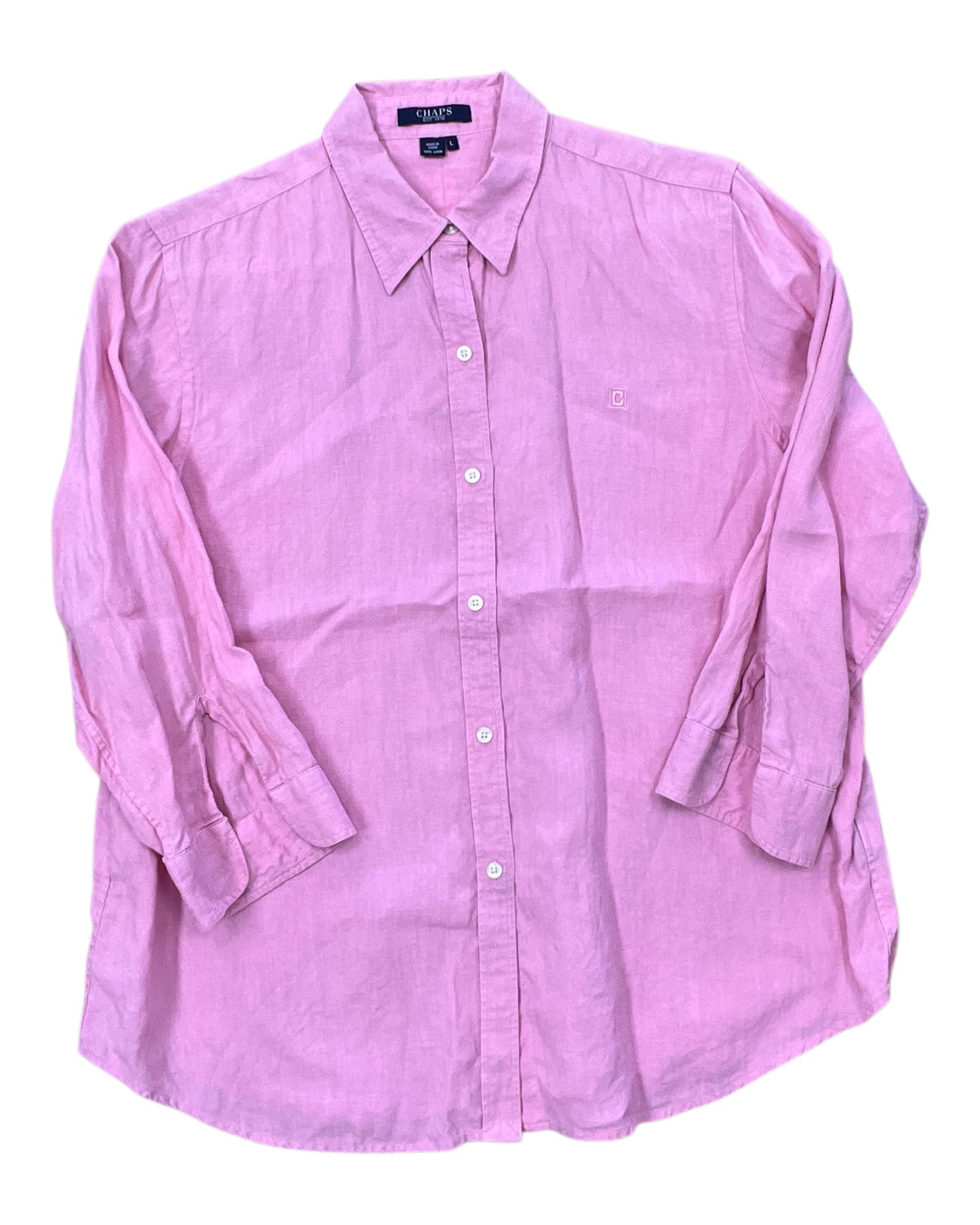 Blouse Ls By Chaps In Pink, Size:L