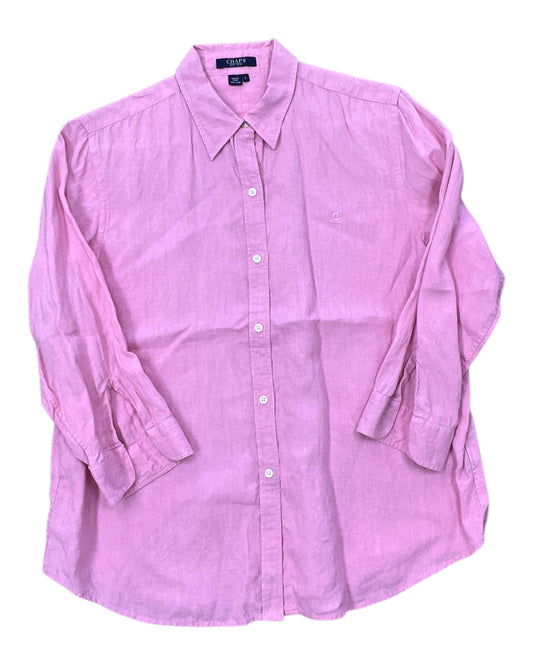 Blouse Ls By Chaps In Pink, Size:L
