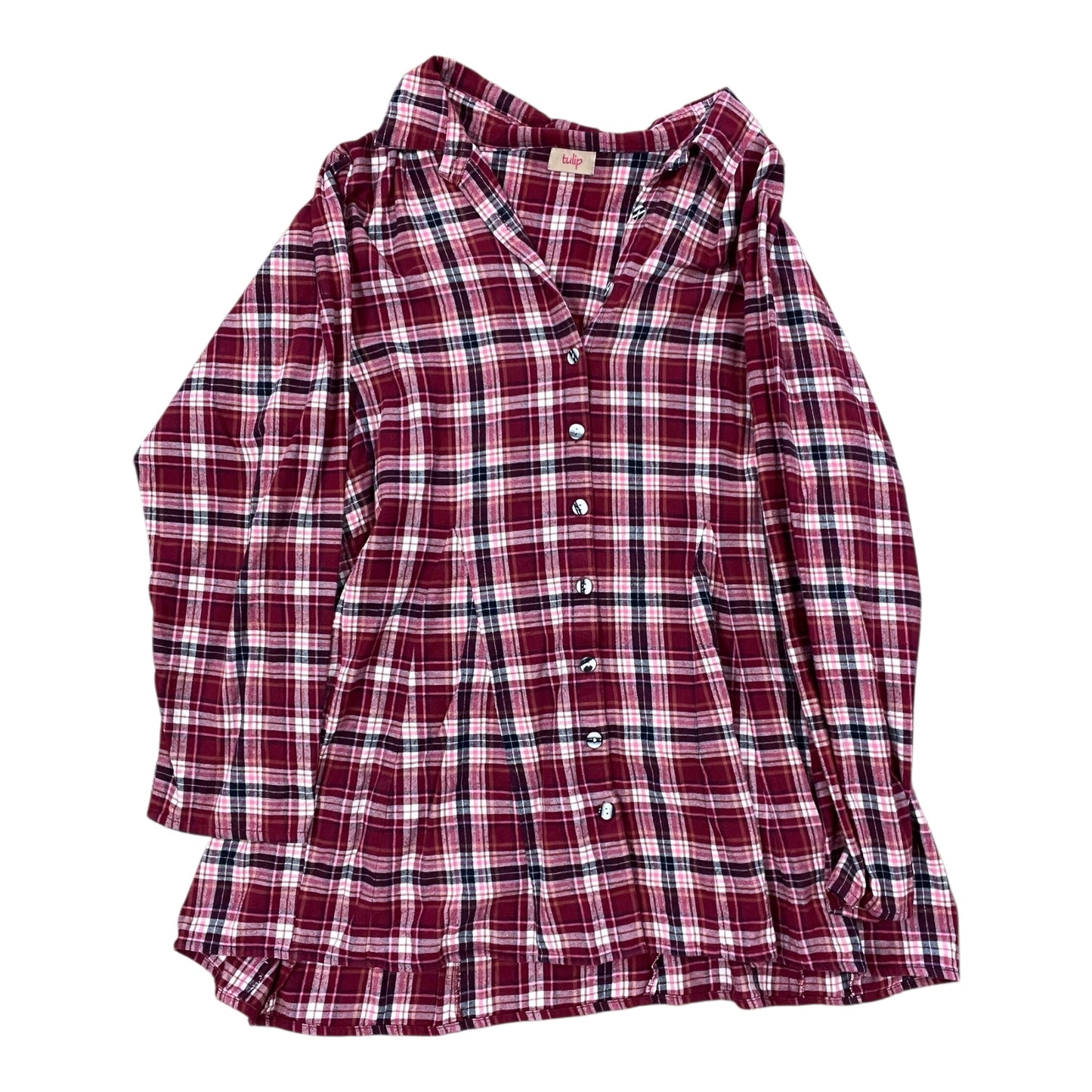Tunic Ls By Clothes Mentor In Pink & Red, Size:Xl