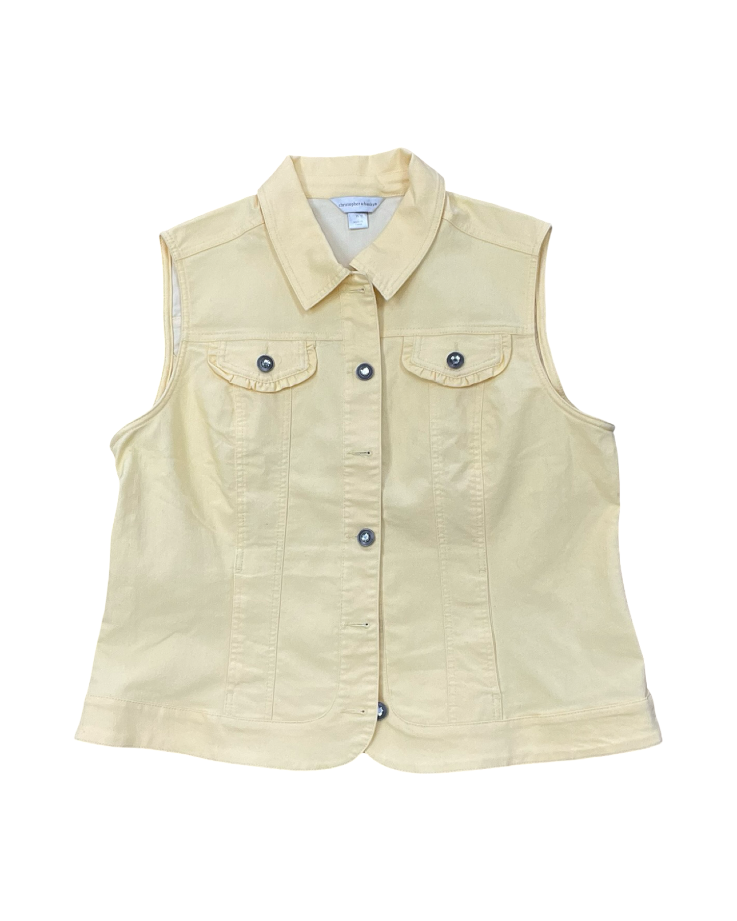 Vest Other By Christopher And Banks In Yellow Denim, Size:Xl