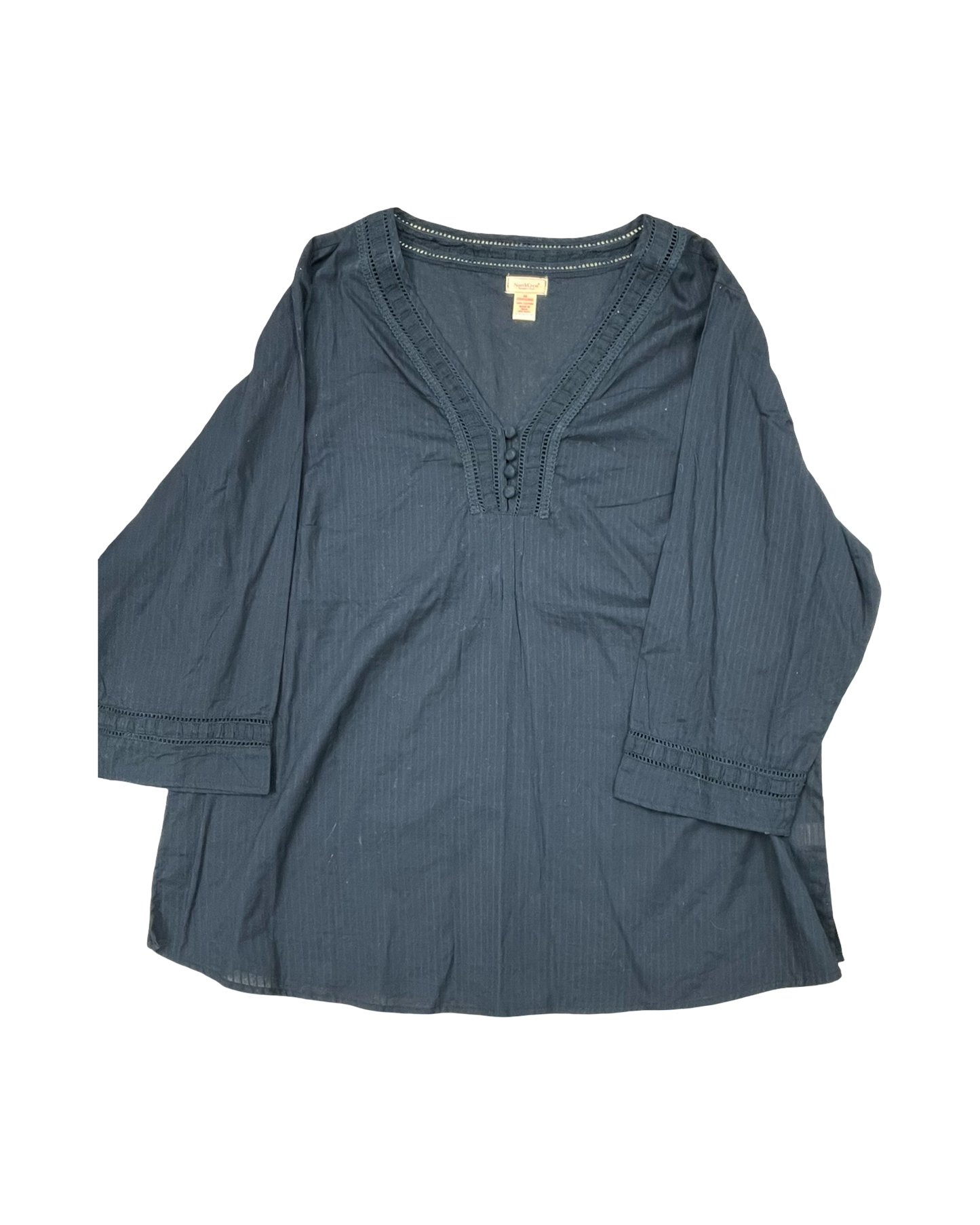 Top 3/4 Sleeve By Northcrest In Black, Size:2X
