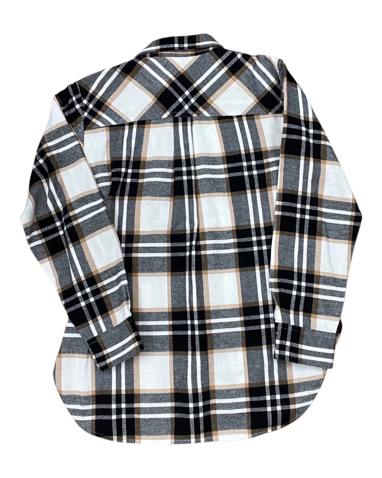 Blouse Ls By Loft In Black & Tan, Size:Xs