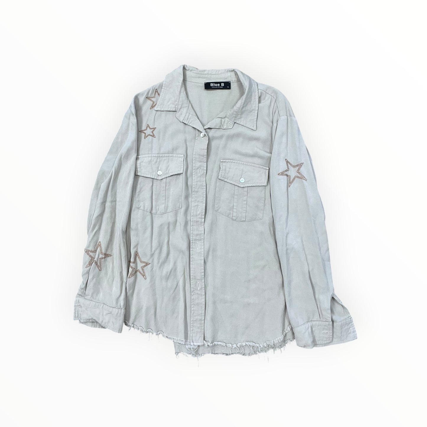 Blouse Ls By Blue B In Tan, Size:S