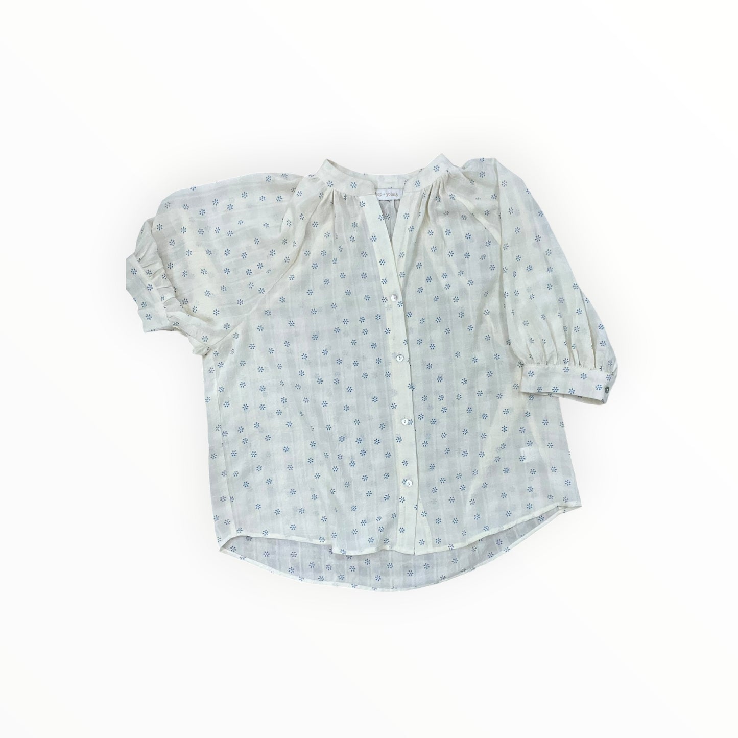 Top 3/4 Sleeve By Bishop + Young In Blue & Cream, Size:Xs