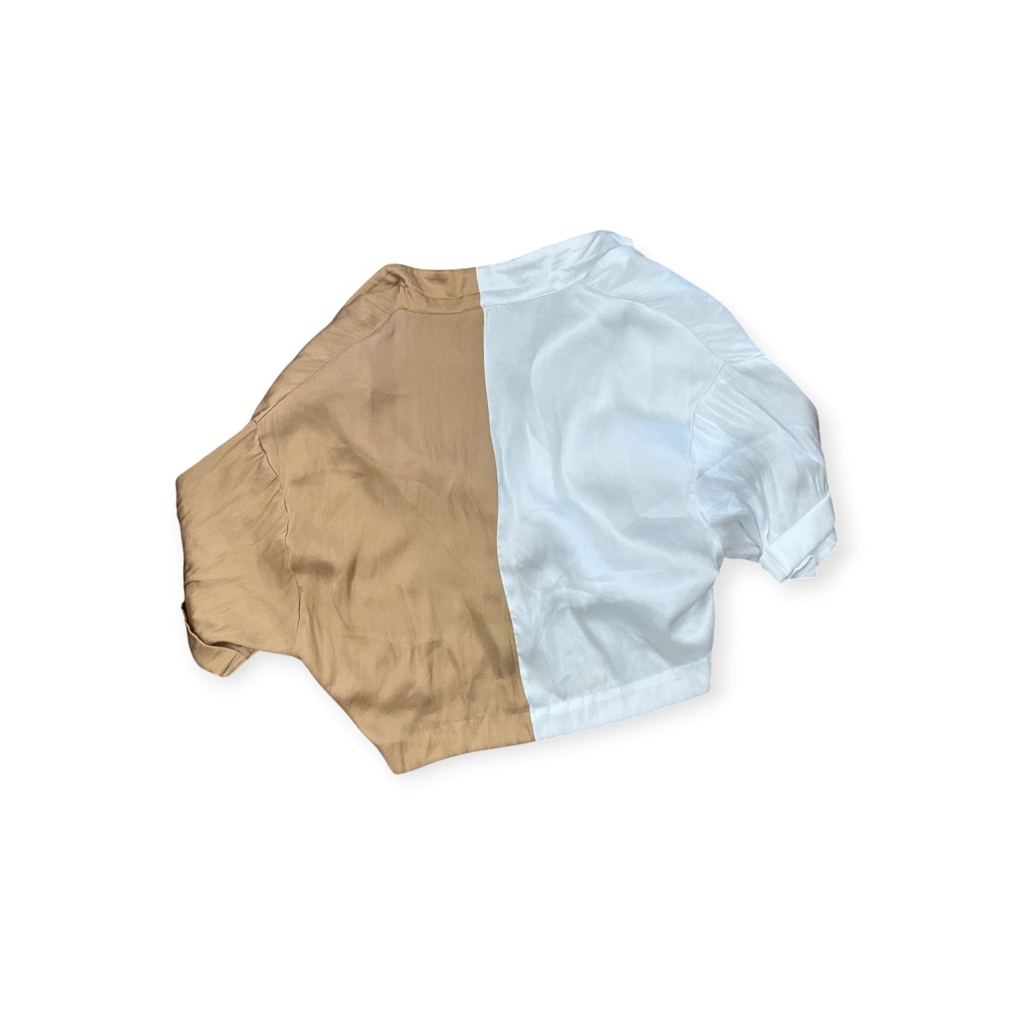 Blouse Ss By Promesa In Cream & Tan, Size:L