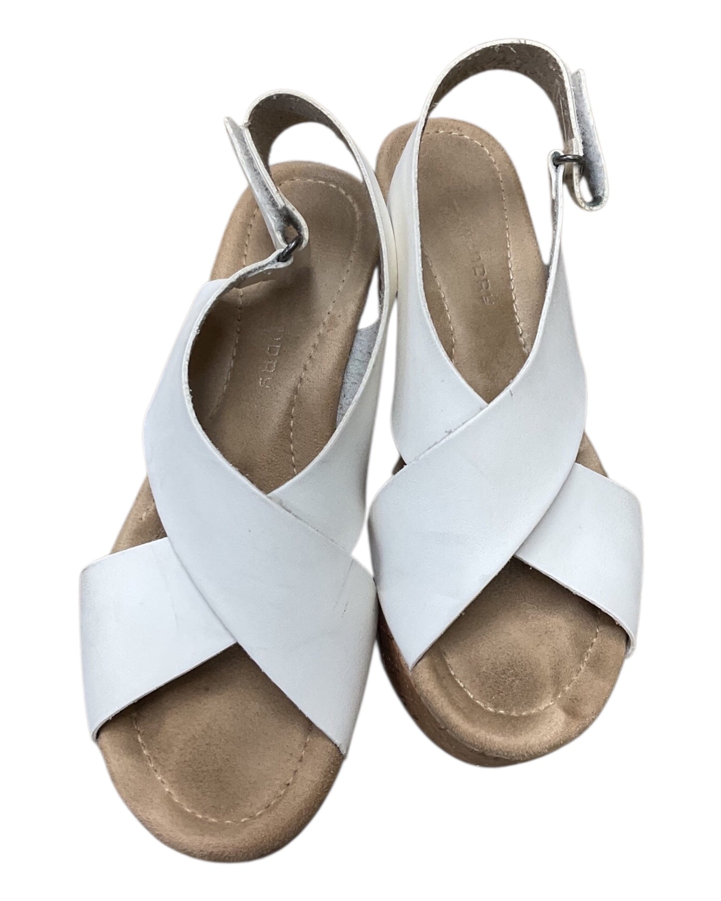 Sandals Heels Wedge By Clothes Mentor In White, Size:7