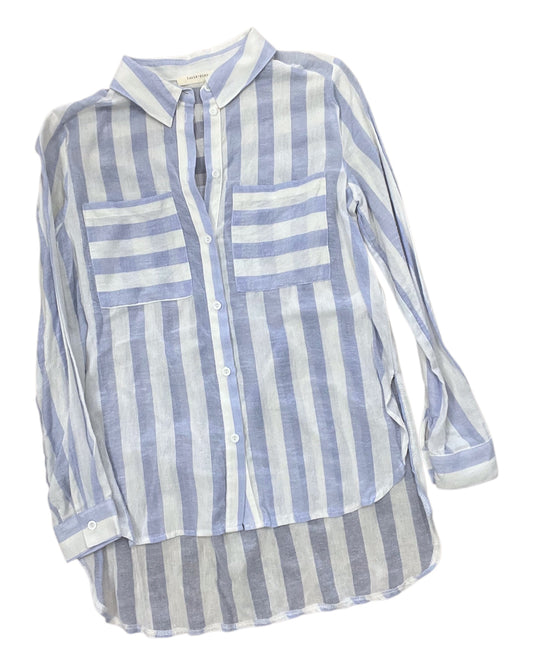 Blouse Ls By Clothes Mentor In Blue & White, Size:S