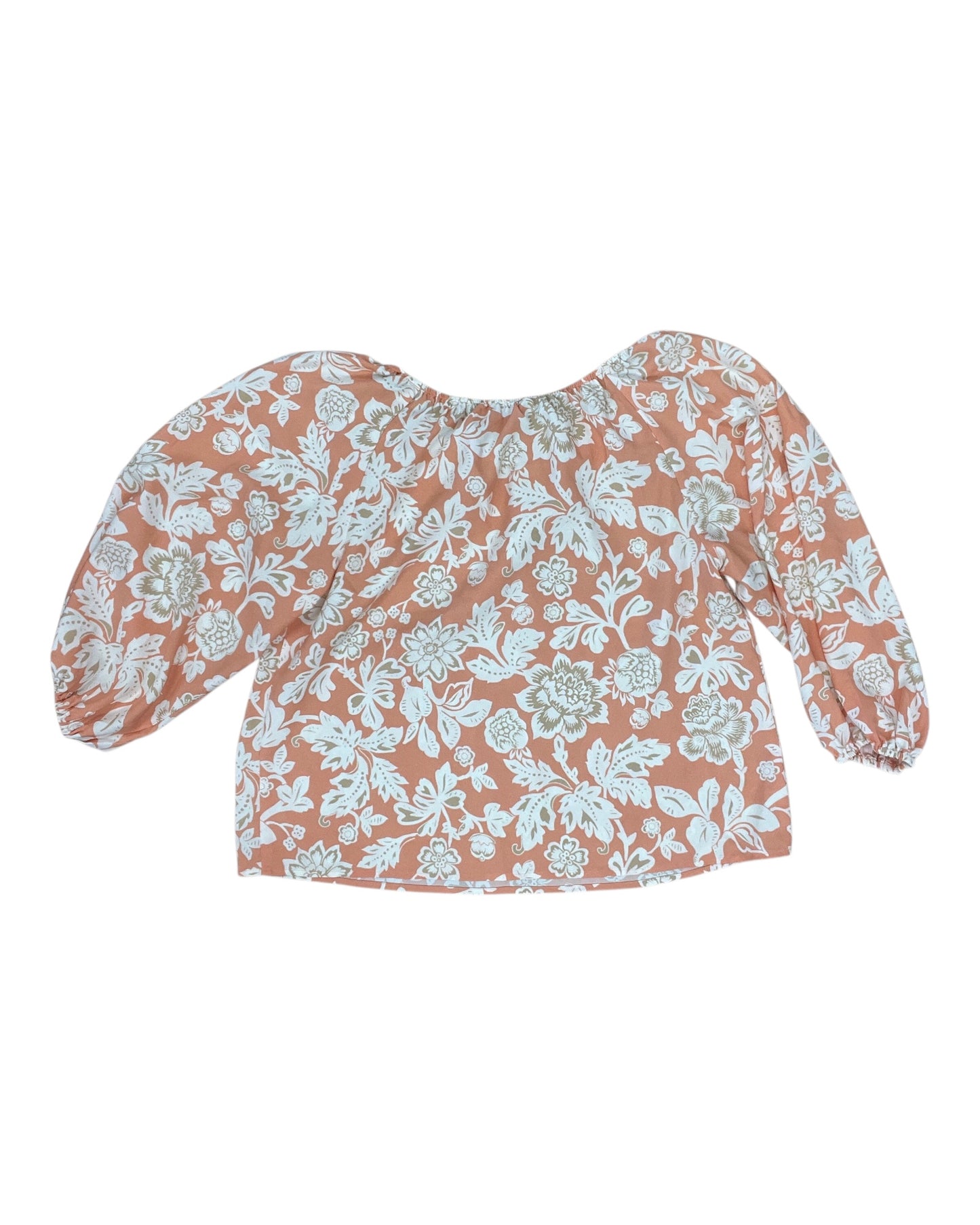 Top 3/4 Sleeve By Ann Taylor In Orange & White, Size:L