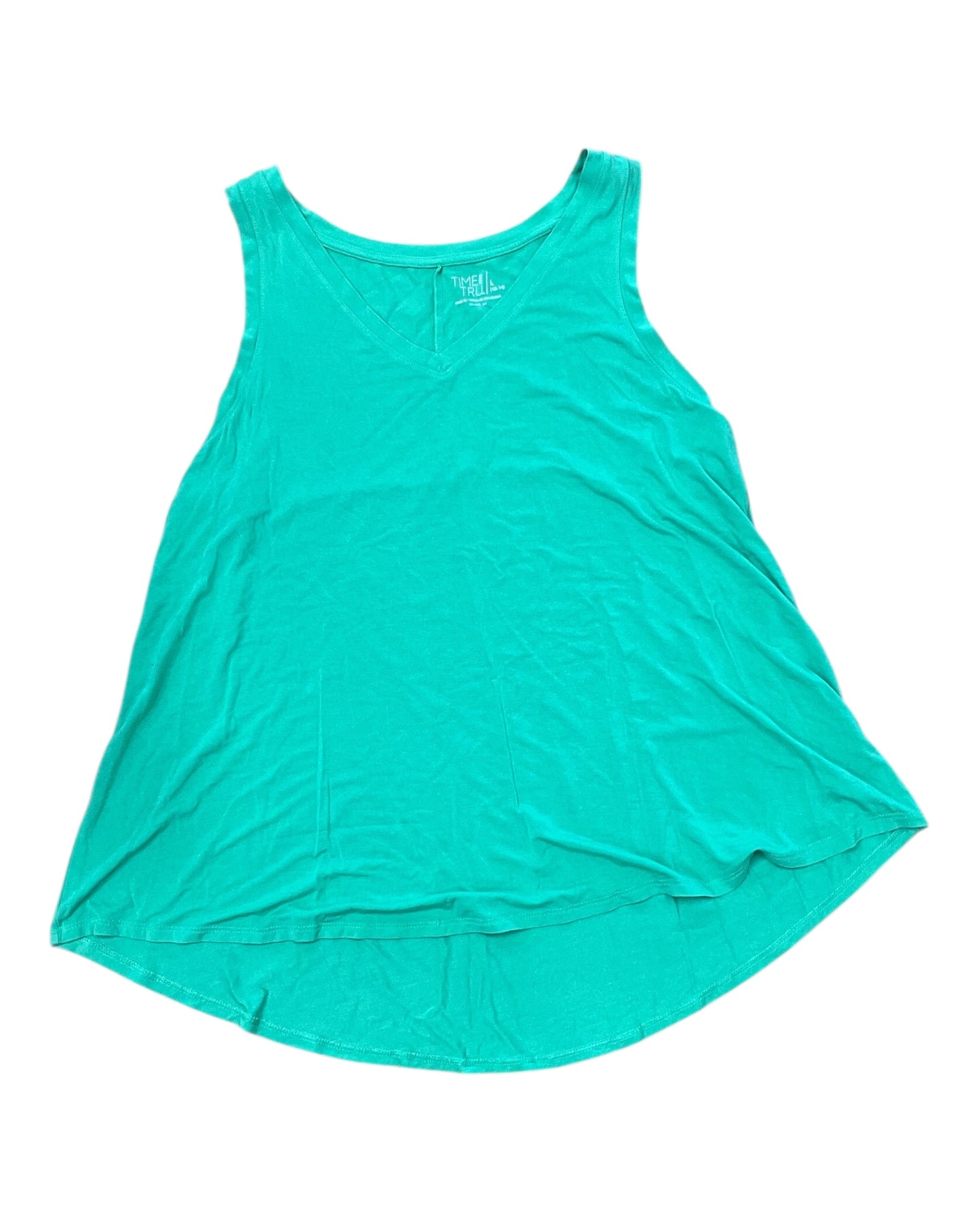 Top Sleeveless By Time And Tru In Green, Size:L