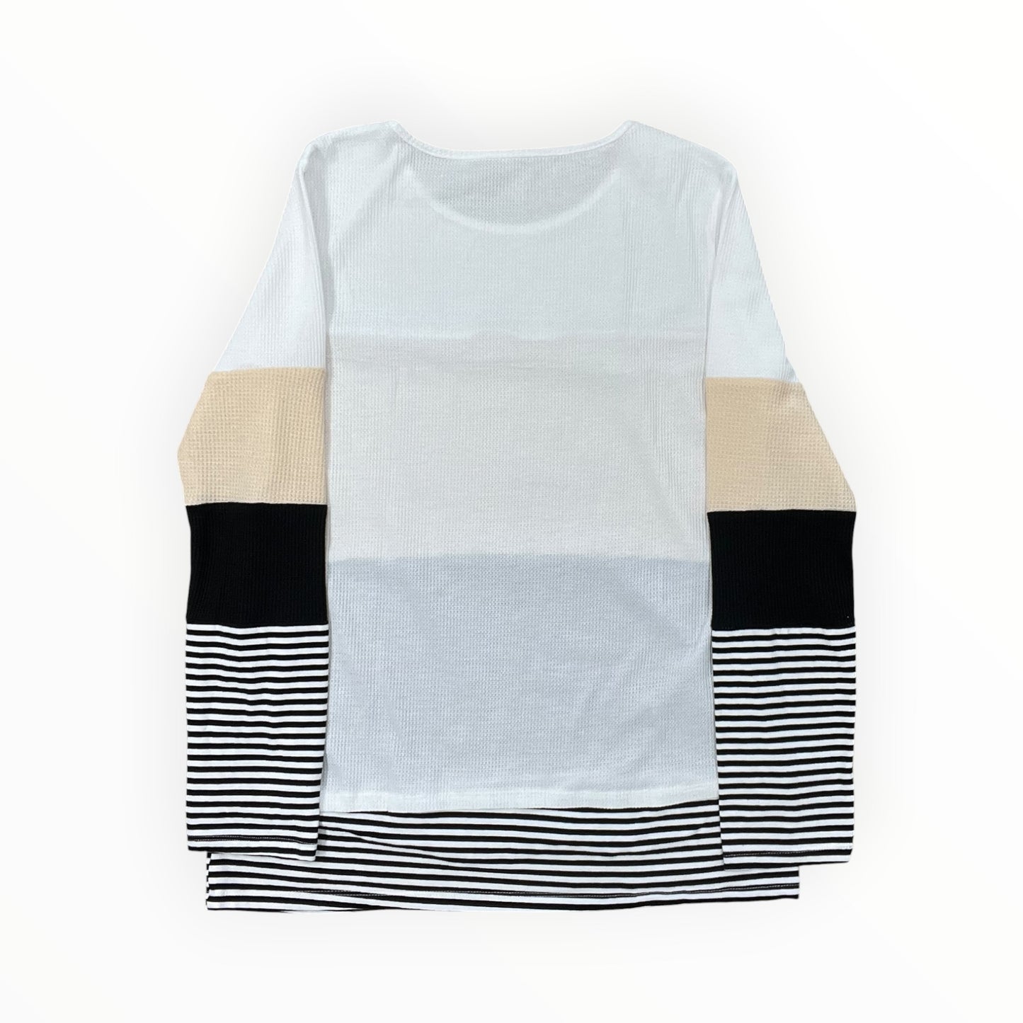 Top Ls By Clothes Mentor In Tan & White, Size:L