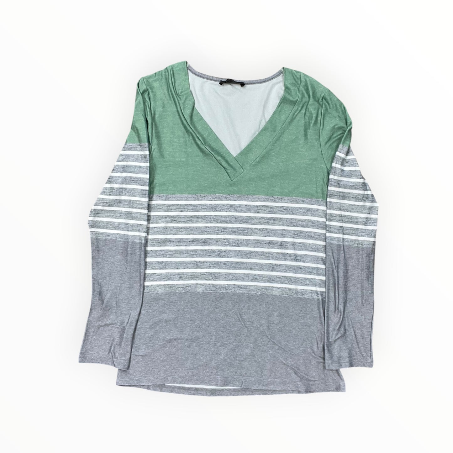 Top Ls By Clothes Mentor In Green & Grey, Size:M
