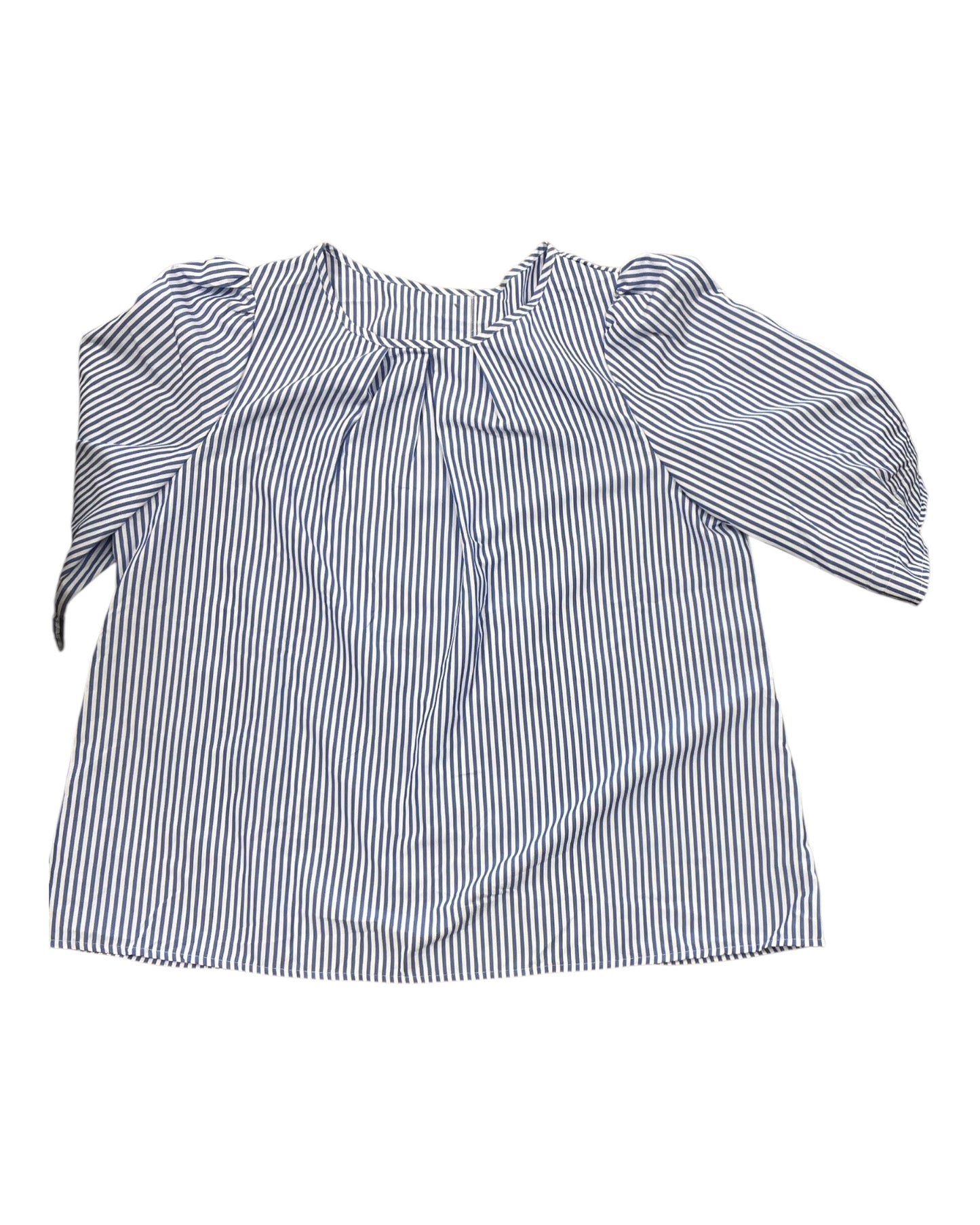 Top 3/4 Sleeve By Shein In Blue & White, Size:2X