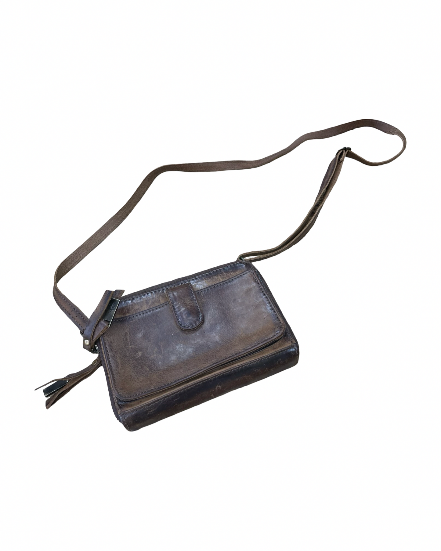 Crossbody Leather By Clothes Mentor In Brown, Size:Small