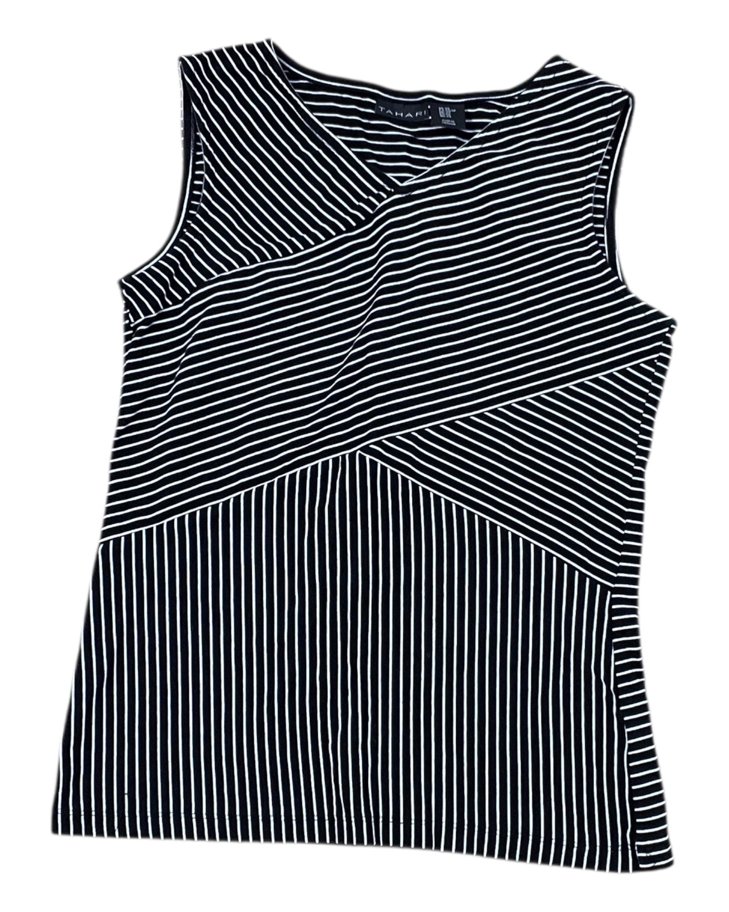 Tank Top By Tahari In Black & White, Size:Xs