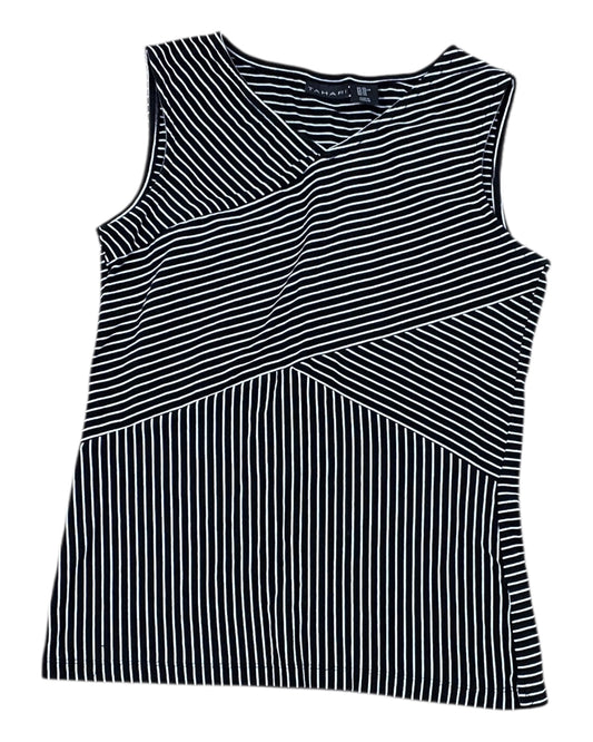 Tank Top By Tahari In Black & White, Size:Xs