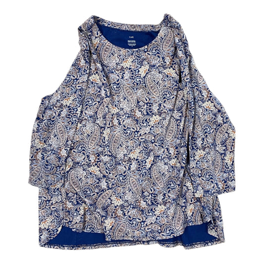 Top 3/4 Sleeve By J. Jill In Blue & Tan, Size:Xl