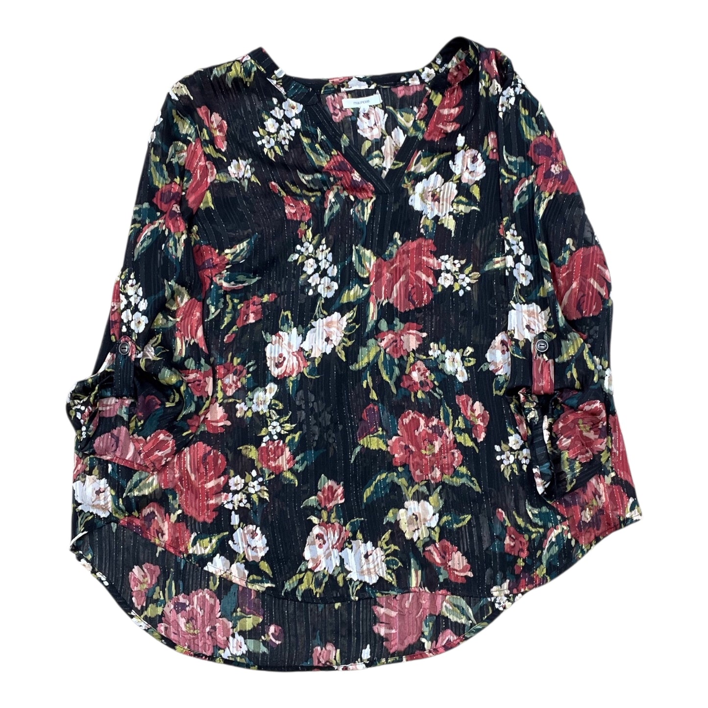 Top 3/4 Sleeve By Maurices In Floral Print, Size:1X