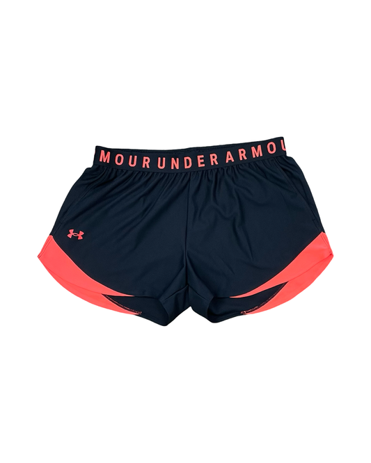 Athletic Shorts By Under Armour In Black & Orange, Size:L