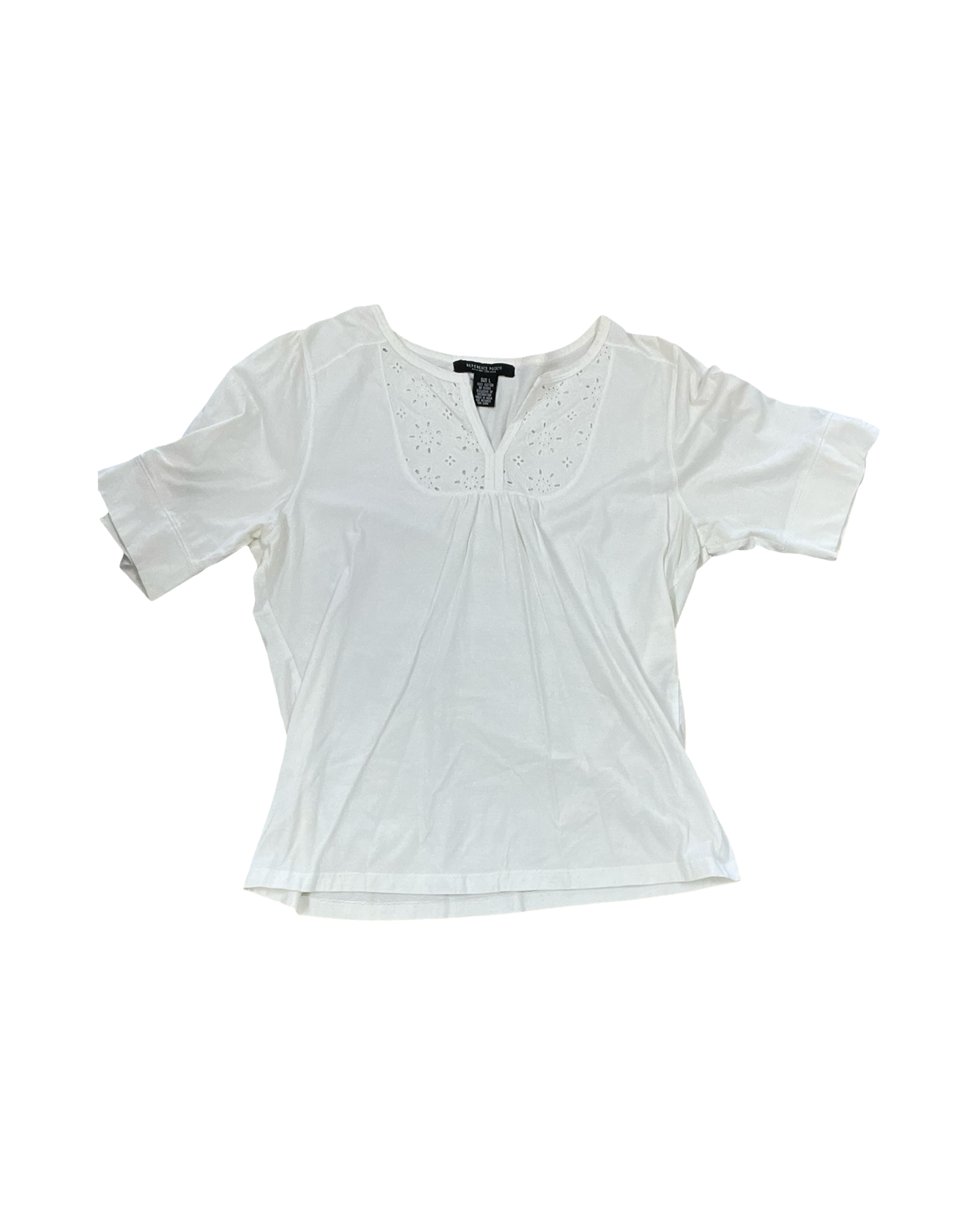 Top 3/4 Sleeve By Reference Point In White, Size:L