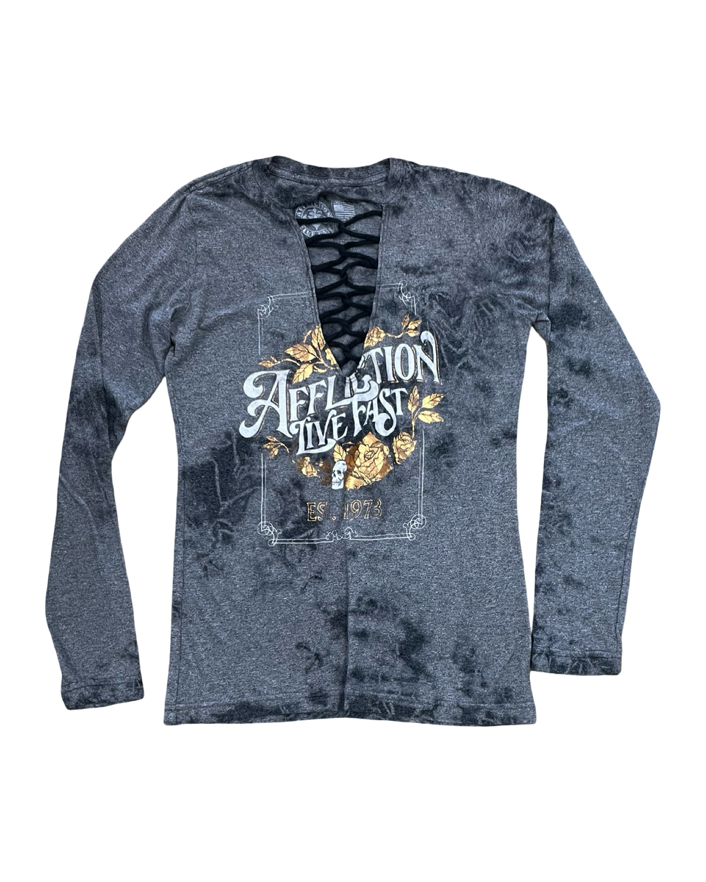 Top Ls By Affliction In Grey, Size:S