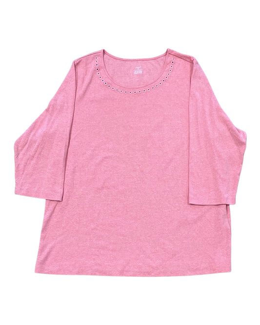 Top 3/4 Sleeve By Cj Banks In Peach, Size:1X