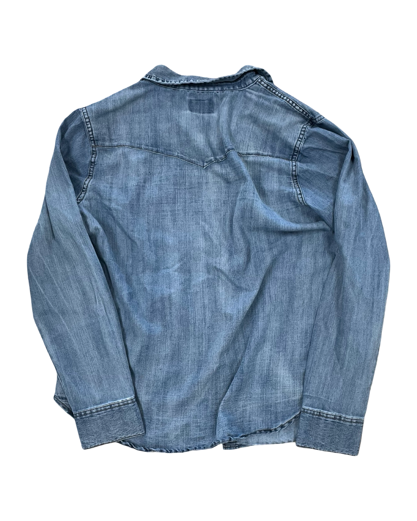 Blouse Ls By Clothes Mentor In Blue Denim, Size:Xl