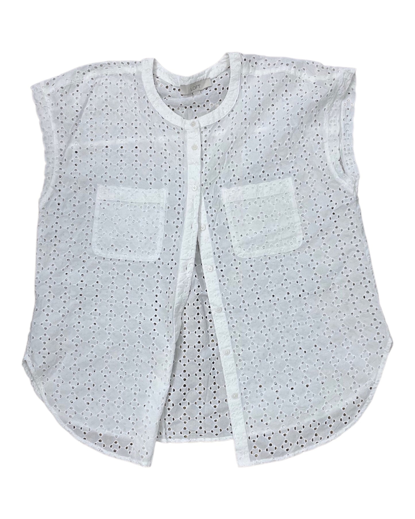 Blouse Sleeveless By Loft In White, Size:L