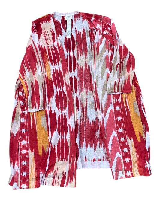 Cardigan By Chicos In Red & Tan, Size:M