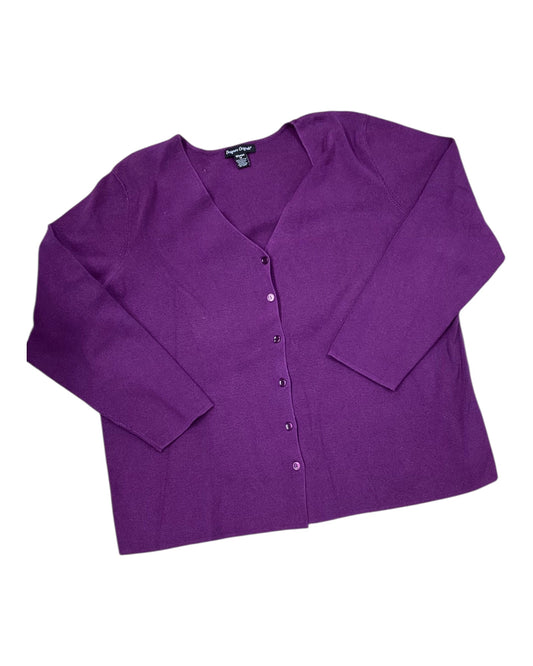 Cardigan By Designer Originals In Purple, Size:1X