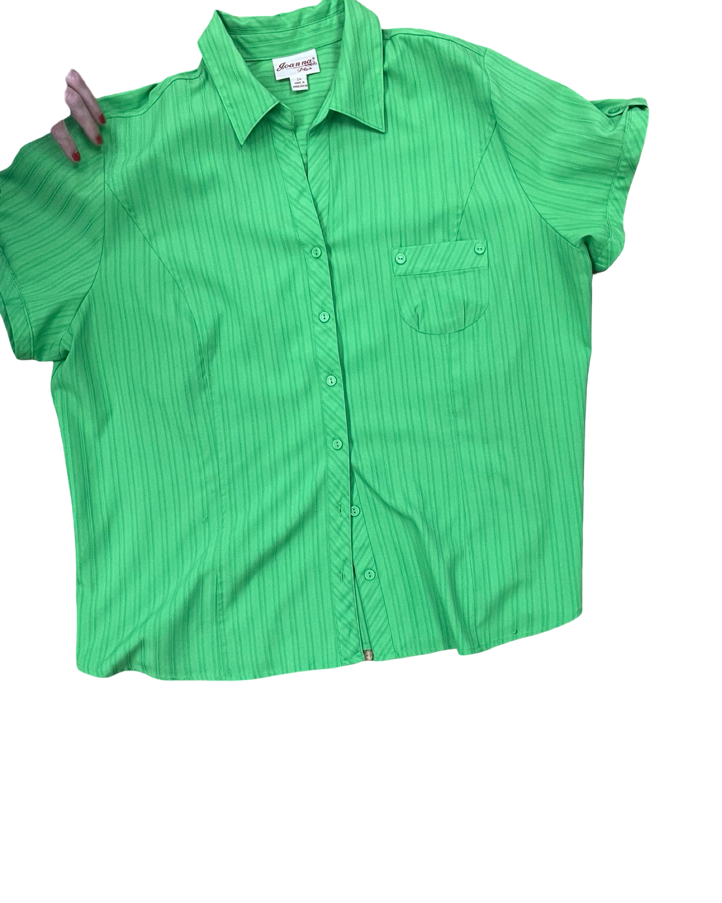 Blouse Ss By Clothes Mentor In Green, Size:2X