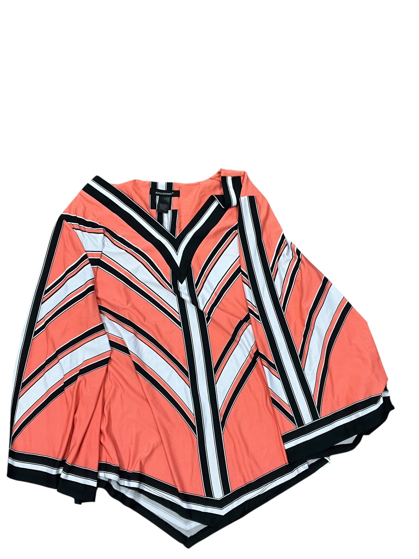 Top Ls By Ashley Stewart In Orange & White, Size:3X