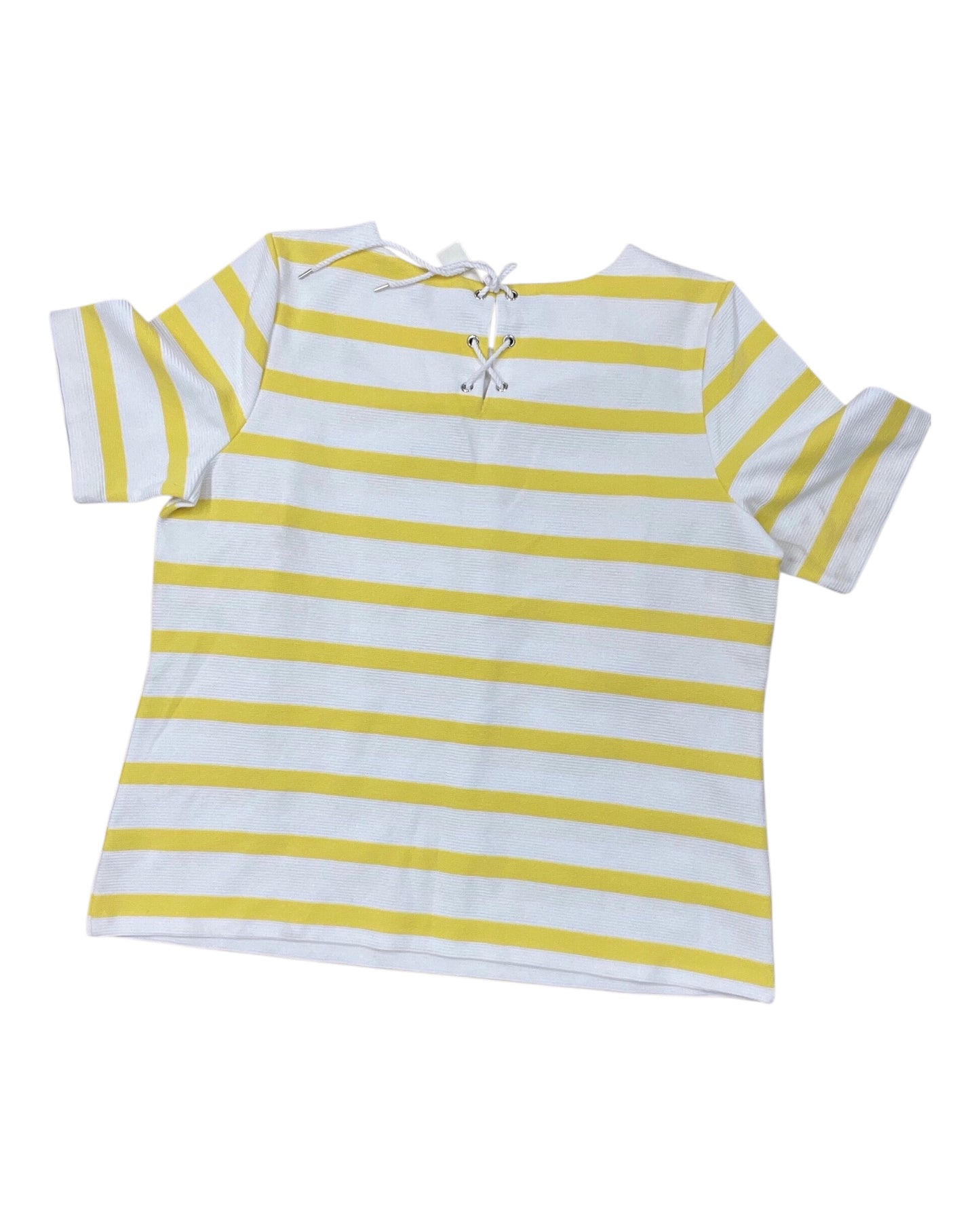 Top Ss By Talbots In White & Yellow, Size:1X