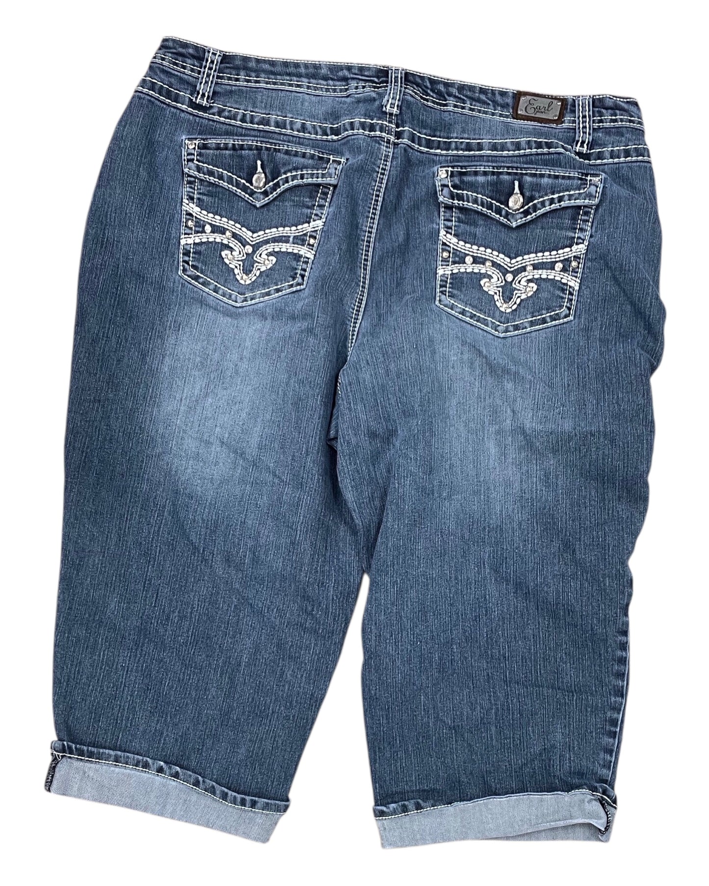 Jeans Cropped By Earl Jean In Blue Denim, Size:20