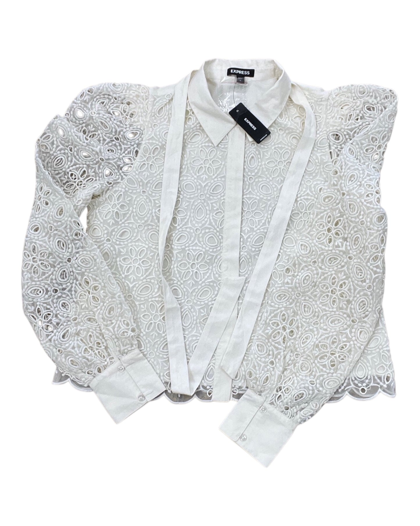 Blouse Ls By Express In Cream, Size:M