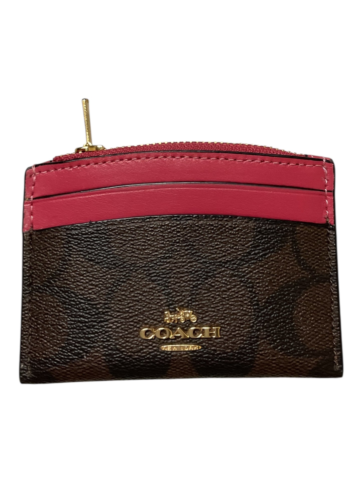 Coin Purse Designer By Coach In Brown & Pink, Size:Small