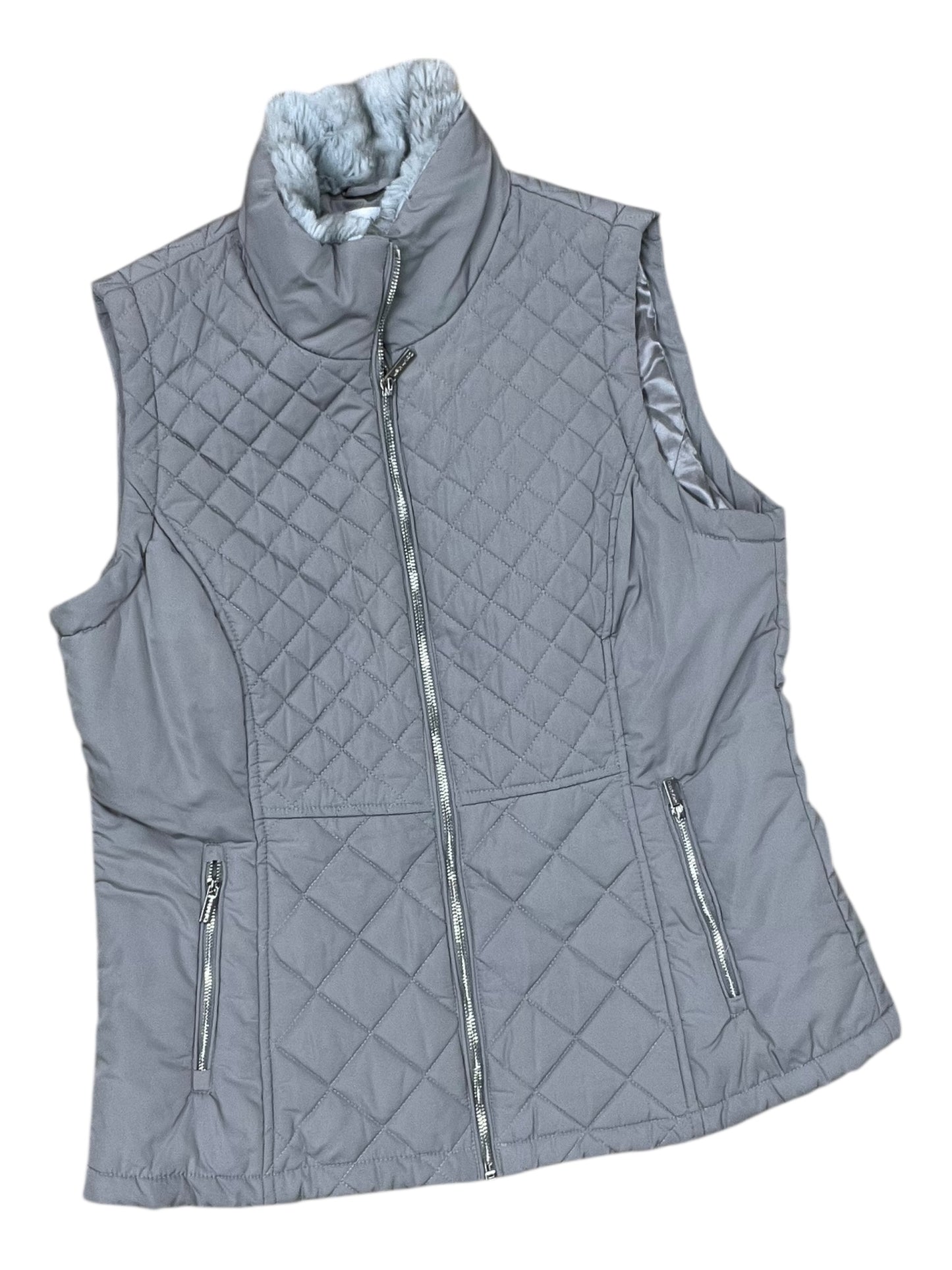 Vest Puffer & Quilted By Calvin Klein In Grey, Size:L